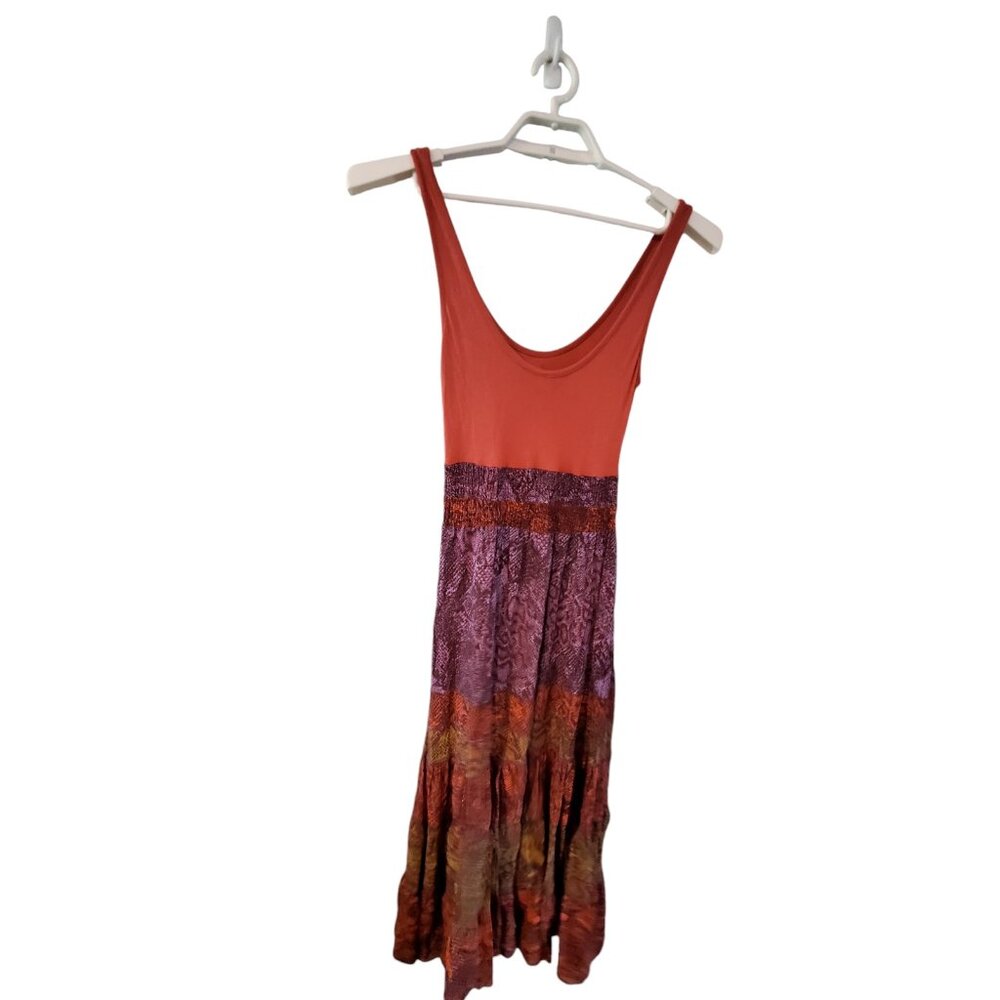 By Anthropologie dress womens XS Colima Maxi tank snakeskin tiered